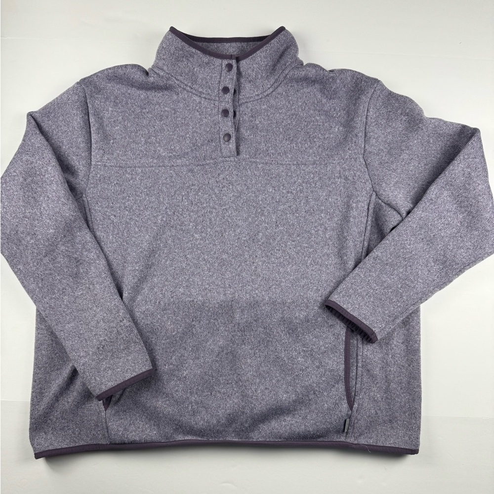 Eddie Bauer Women's Heathered Purple fleece 1/4 button pullover size xxl